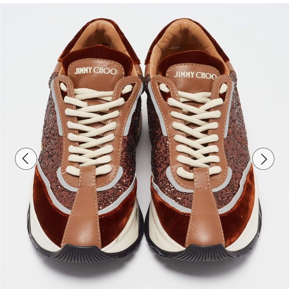 Jimmy Choo Women's Glitter Sneakers - Brown. Gently used. Some marks .